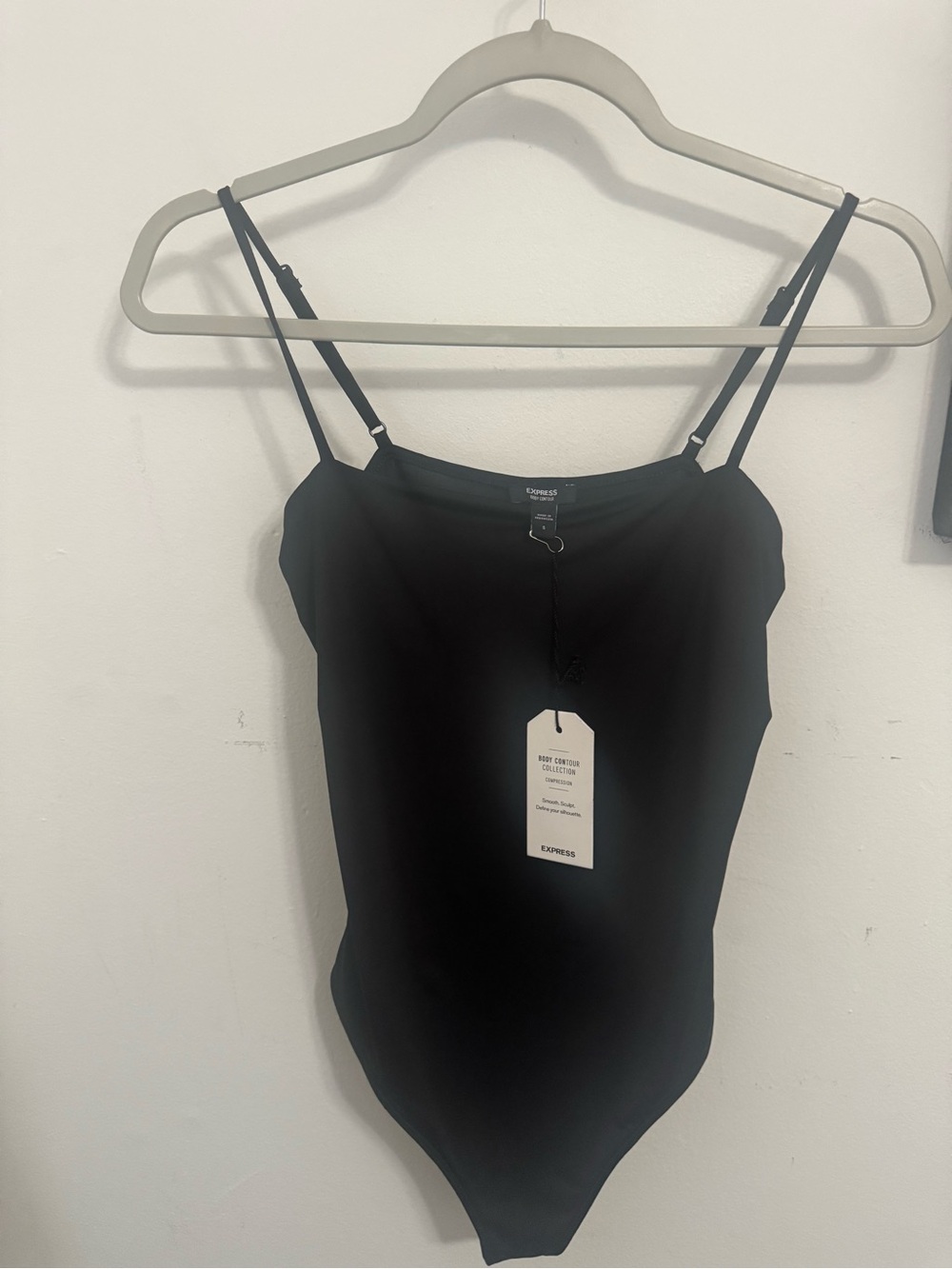 Express Black Slim Spaghetti-Strap Bodysuit with Adjustable Straps